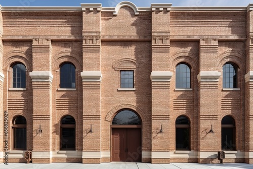 AI generated front facade of classic brick building at day