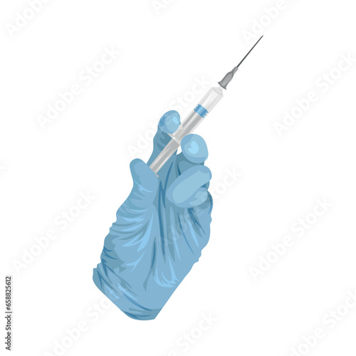 Doctor's hand with syringe on white background