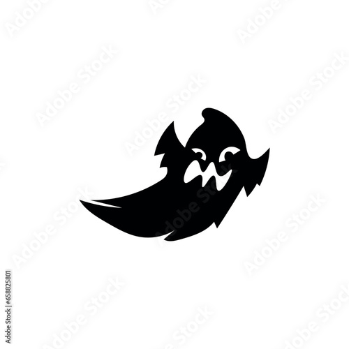 Silhouette of evil ghost on white background