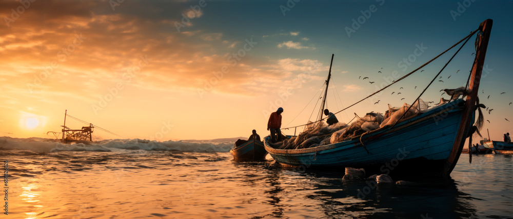 Fishermen's Pursuit. Captivating Scenes of Arab Fishing Communities in Action Along the Coast


