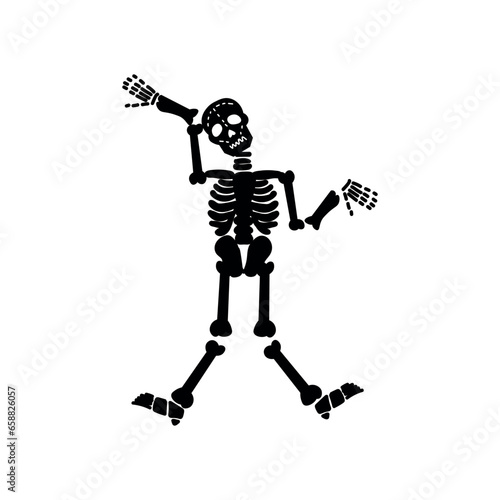 Funny skeleton on white bac...