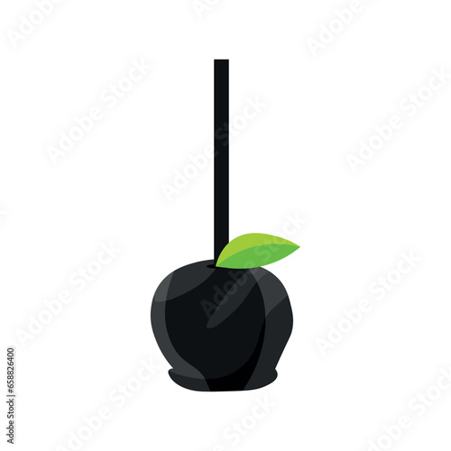 Tasty caramelized apple for Halloween on white background