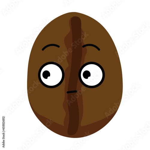 Cute coffee bean on white background
