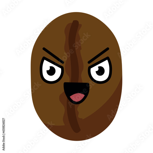 Mischievous coffee bean on white background