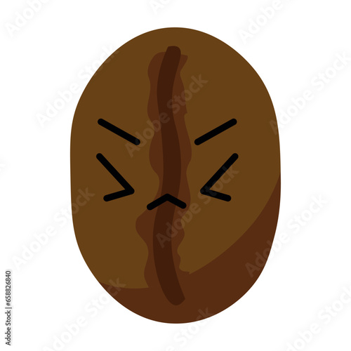 Stressed coffee bean on white background