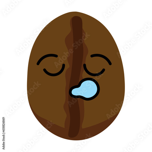 Sleeping coffee bean on white background