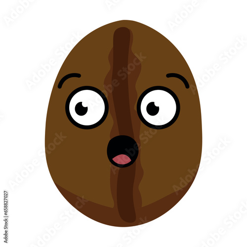 Surprised coffee bean on white background
