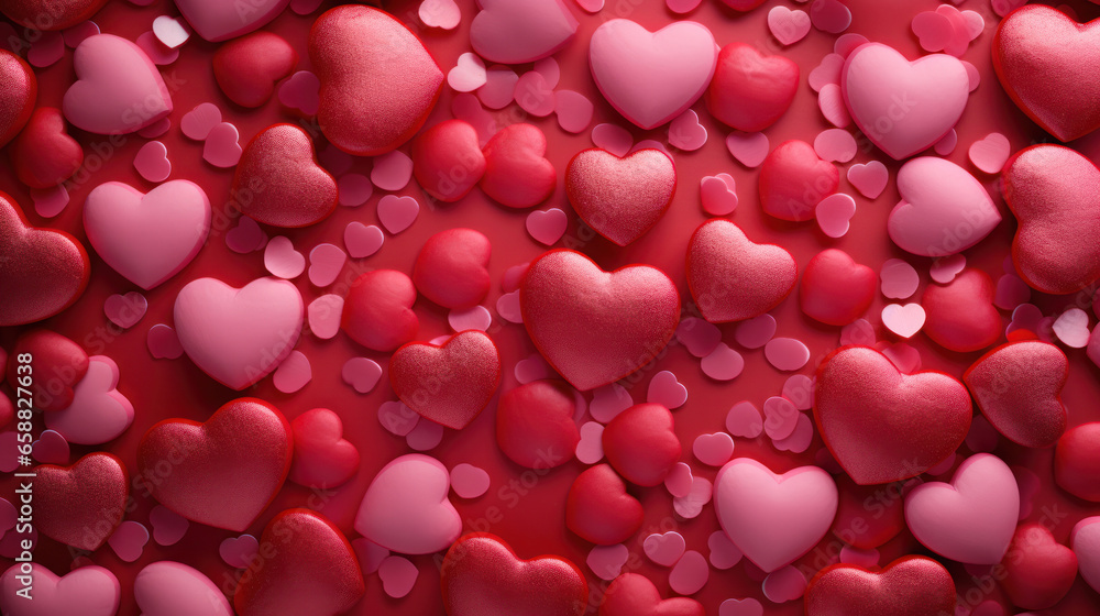 Red hearts background, Valentine Day, Love, Romantic. Generative AI
