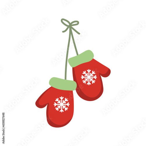 Red mittens on white background