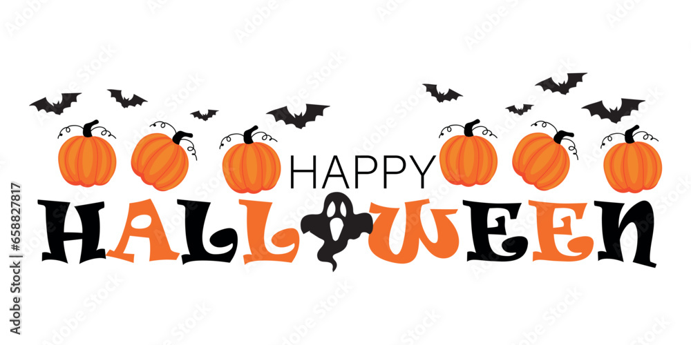Text HAPPY HALLOWEEN on white background