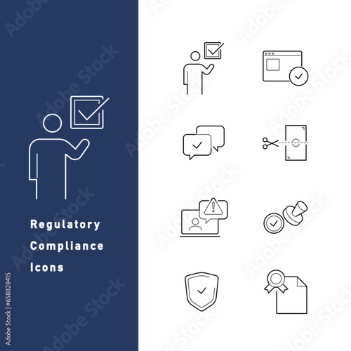 企業のコンプライアンスに関するラインアイコンセット