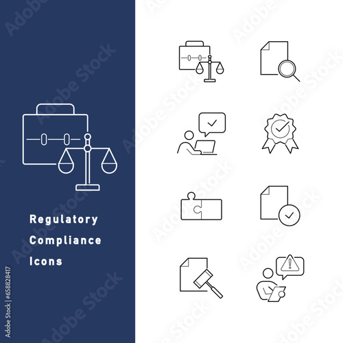 企業のコンプライアンスに関するラインアイコンセット