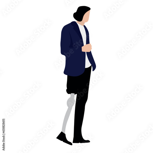 Man with prosthetic leg on white background