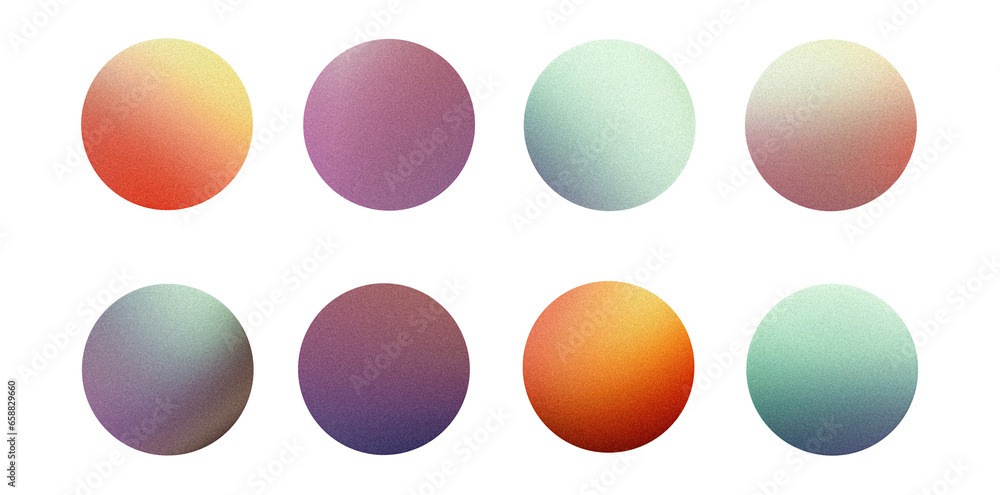 Color gradient set noise texture sphere circle shape brown green beige orange abstract shapes isolated design elements