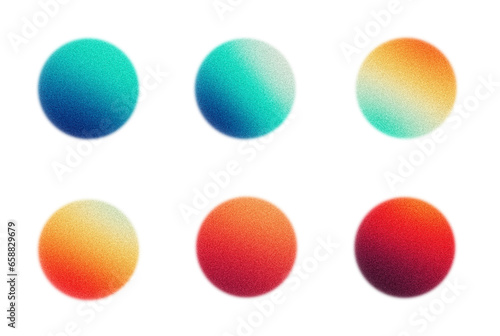 Color gradient vibrant grainy texture sphere circle set red blue orange teal abstract shapes isolated png design elements © AdGraphics