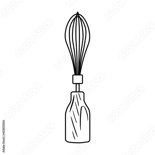 Whisk of kitchen mixer or blender on white background