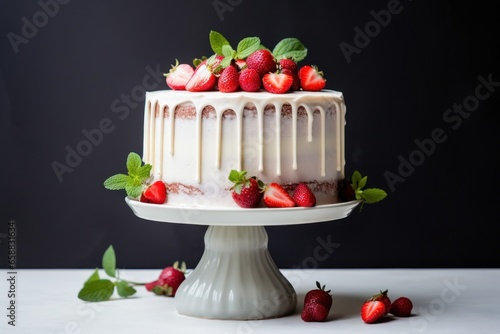 a cake with strawberries on top