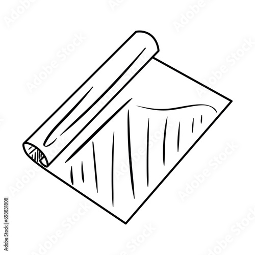 Roll of parchment paper or aluminium foil on white background