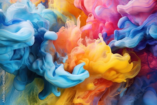 a close up of colorful ink