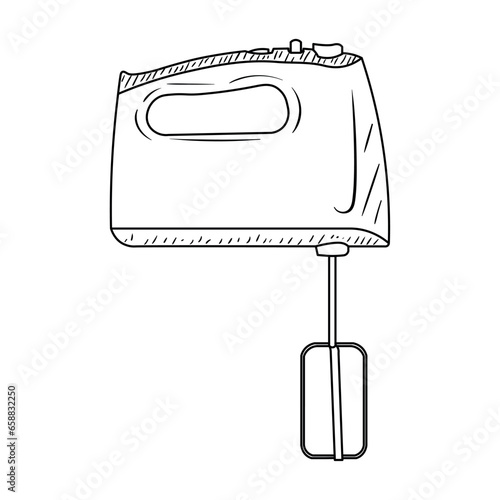 Drawn kitchen mixer on white background