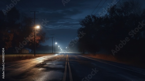 Illustration of Rural Roads at Night