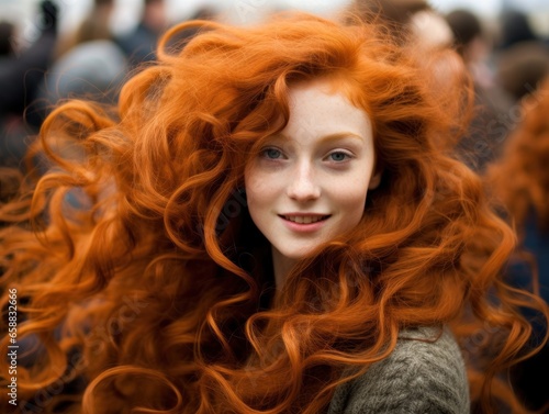 a woman with long red hair