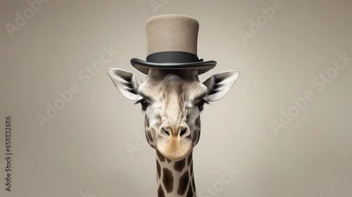 Obraz a giraffe wearing a top hat