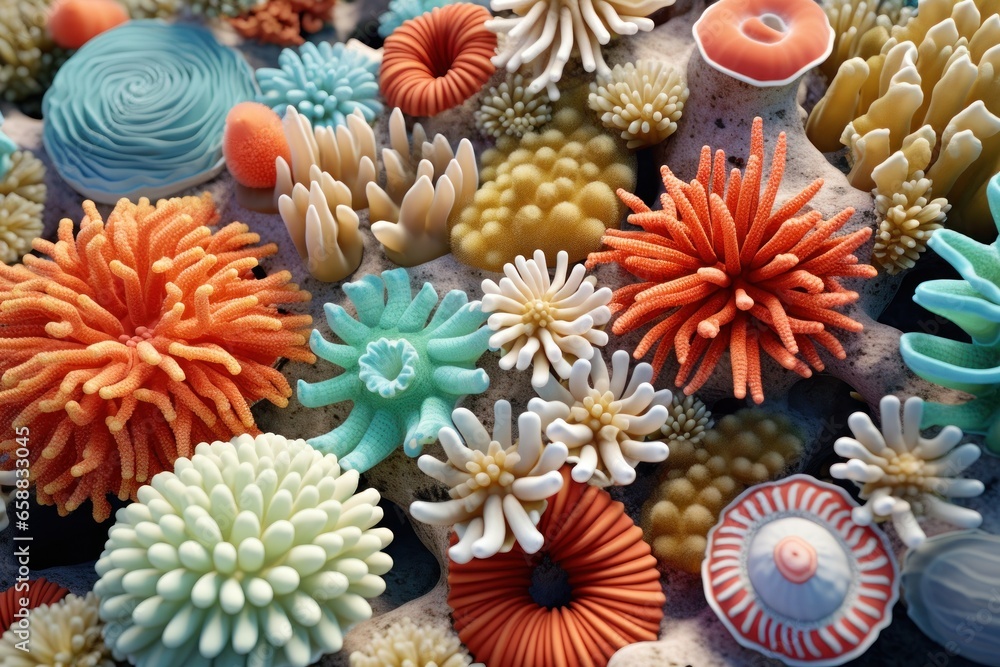a group of colorful corals