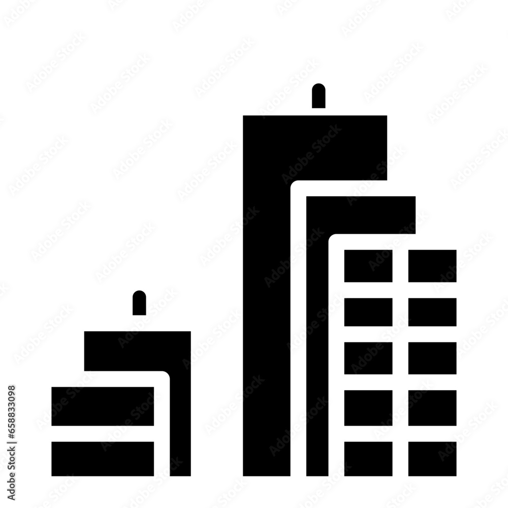 Apartment building in city with glyph icon style Apartment building in city with glyph icon style
