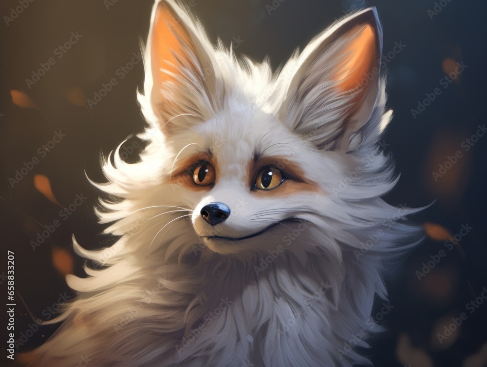 Obraz premium a white fox with long fluffy hair