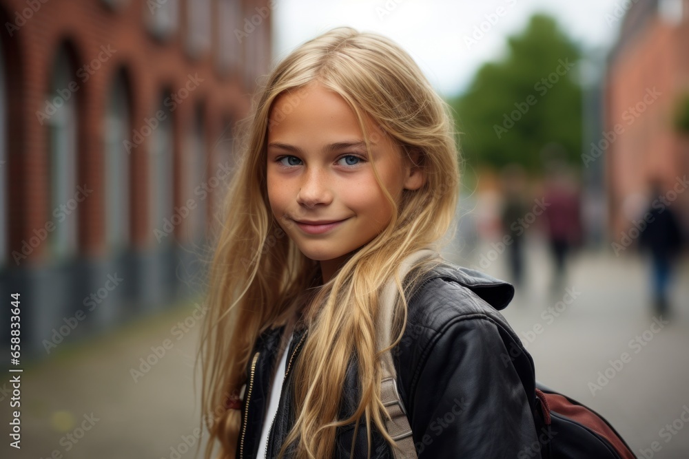 a girl with blonde hair smiling