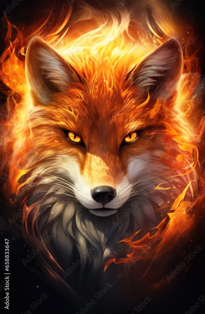 a digital art of a fox a digital art of a fox