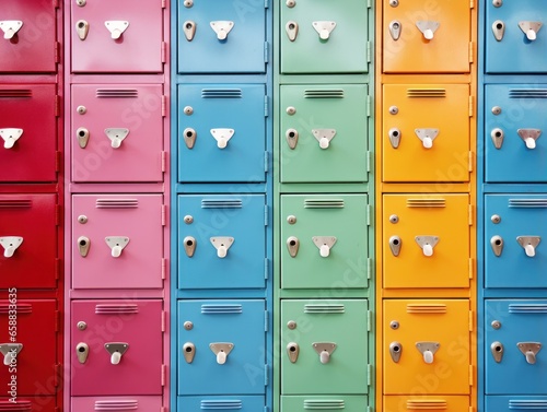 a row of colorful lockers © sam