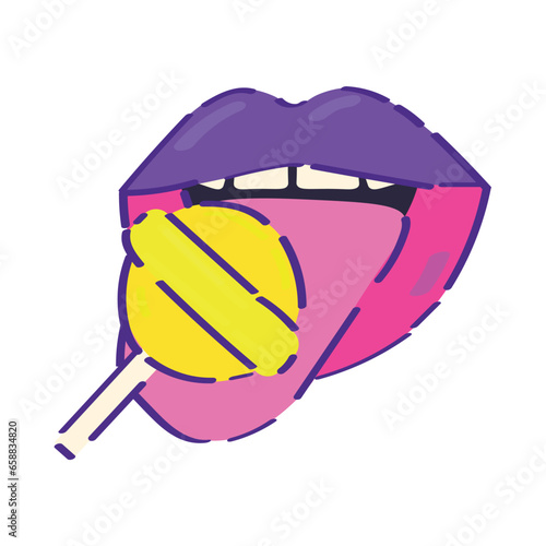 Female lips with lollipop o...