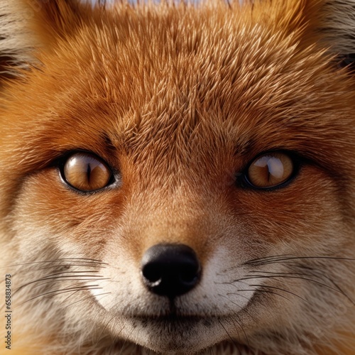 a close up of a fox's face