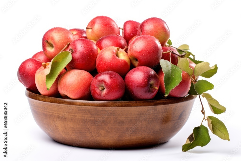 a bowl of apples with leaves a bowl of apples with leaves