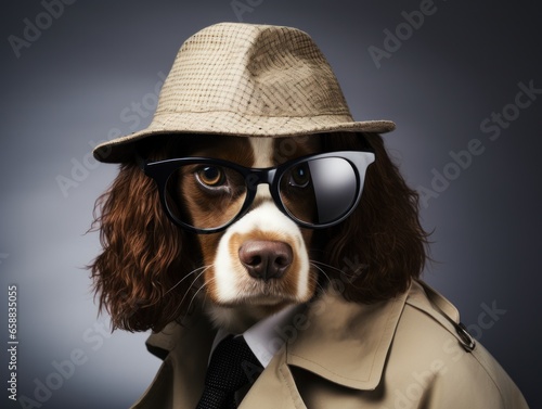 a dog wearing a hat and glasses © sam