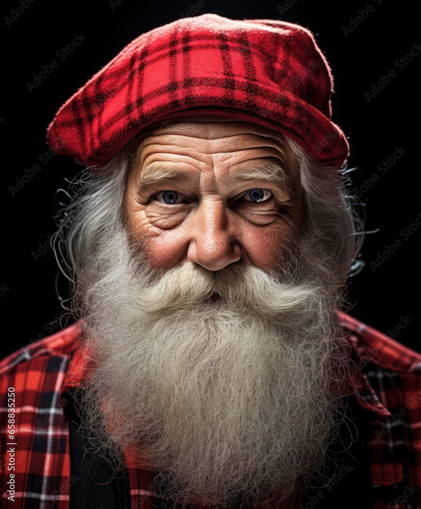 a man with a white beard and red hat a man with a white beard and red hat
