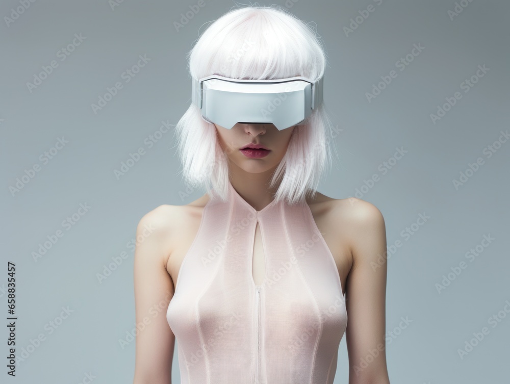 a woman wearing a white dress and white hair a woman wearing a white dress and white hair