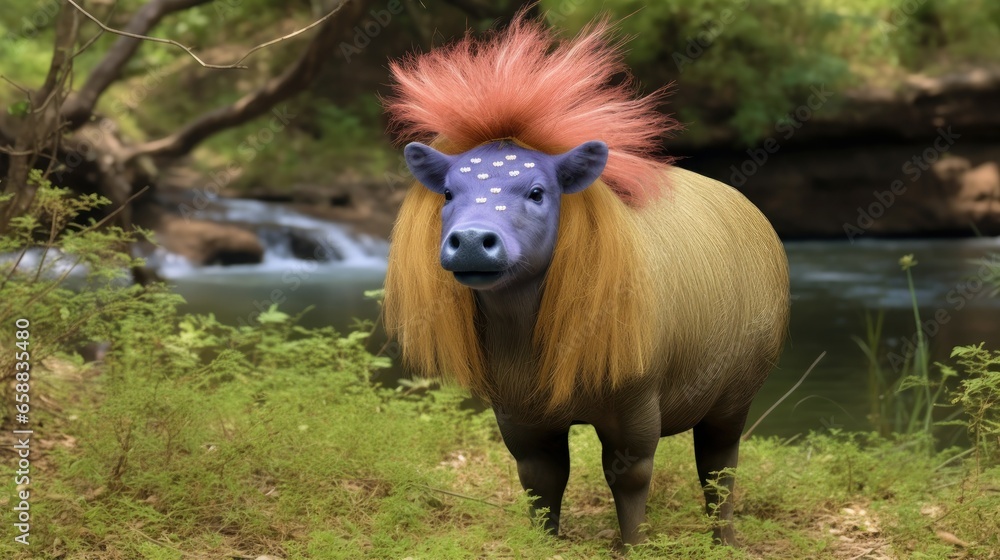 Obraz premium a animal with a colorful mane