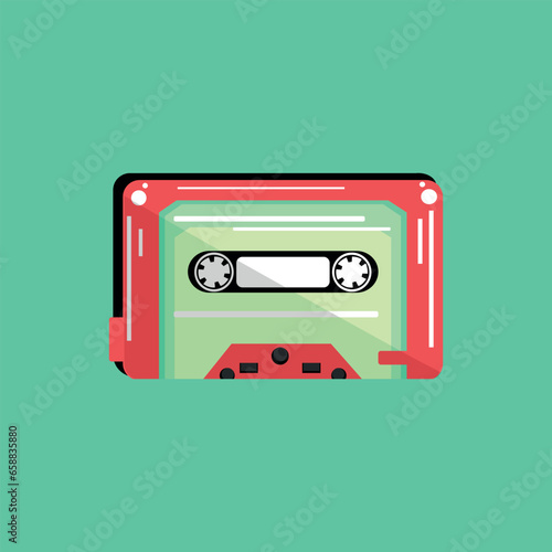 Audio cassette on turquoise...