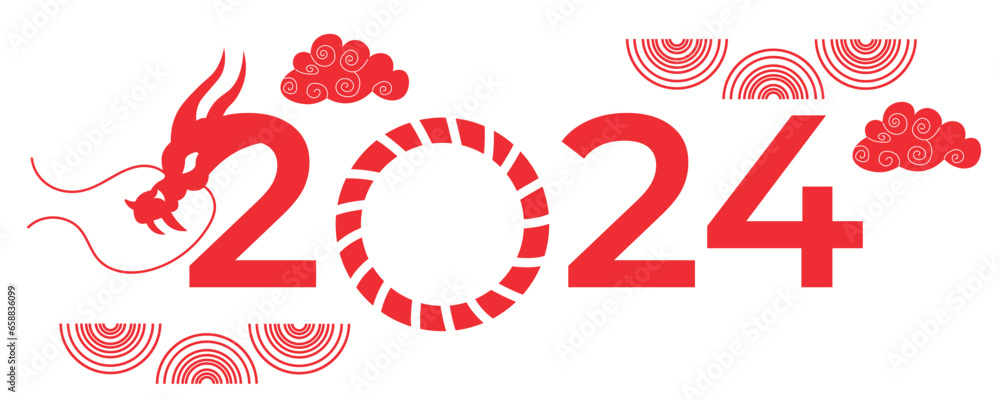Banner for Chinese New Year 2024 with dragon Banner for Chinese New Year 2024 with dragon