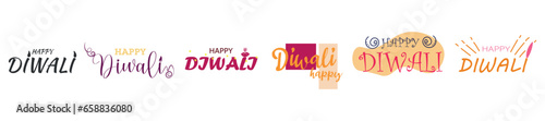 Set of clipart for Divali on white background