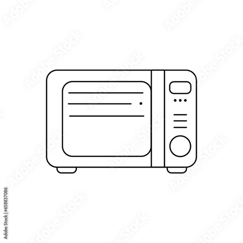 Drawn microwave oven on whi...