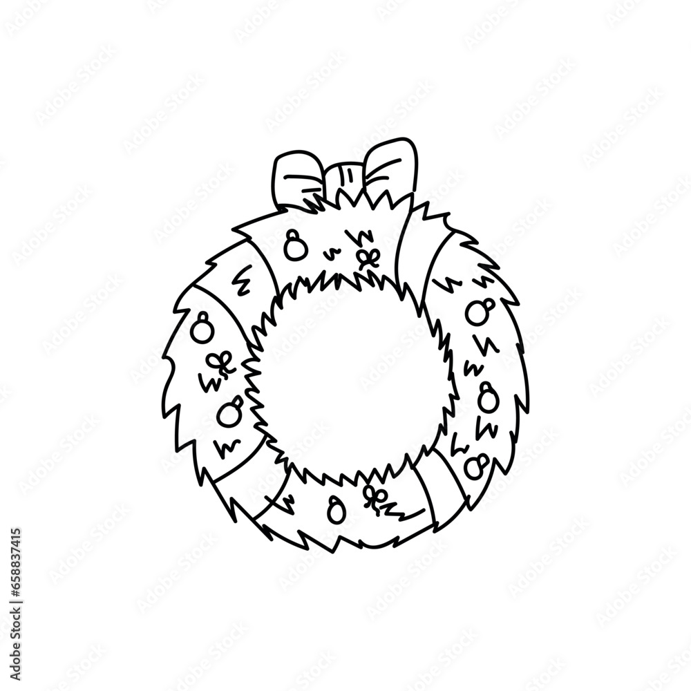 Beautiful drawn Christmas wreath on white background Beautiful drawn Christmas wreath on white background