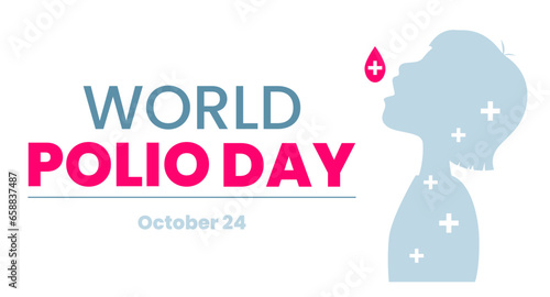 Banner for World Polio Day with silhouette of child and drop