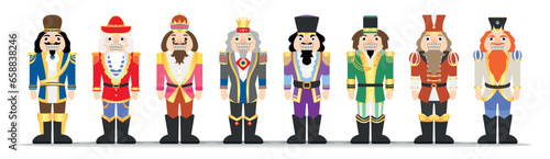 Collection of Christmas nutcrackers on white background