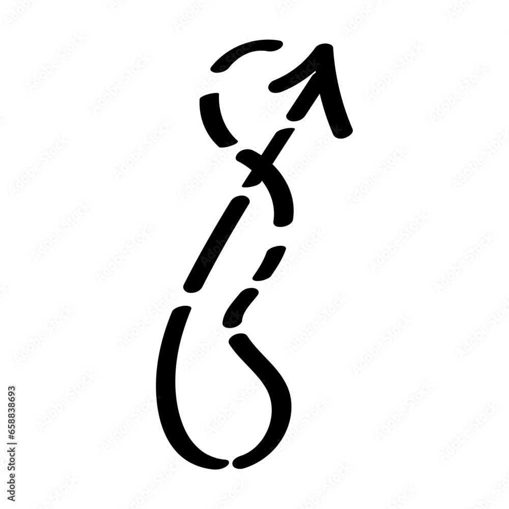 Dashed arrow on white background Dashed arrow on white background