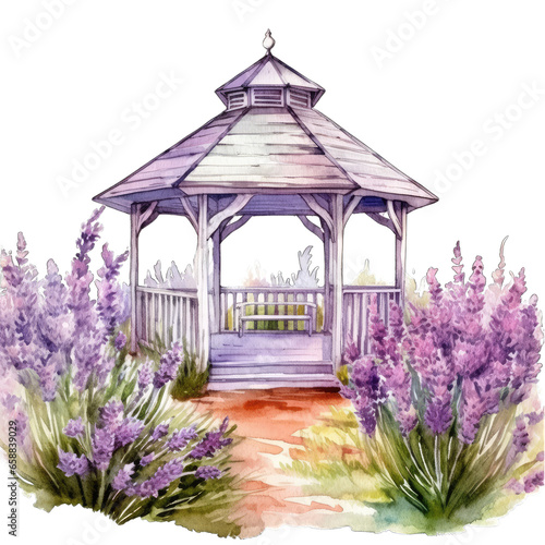 Gazebo with lavender field in the region © MelissaMN