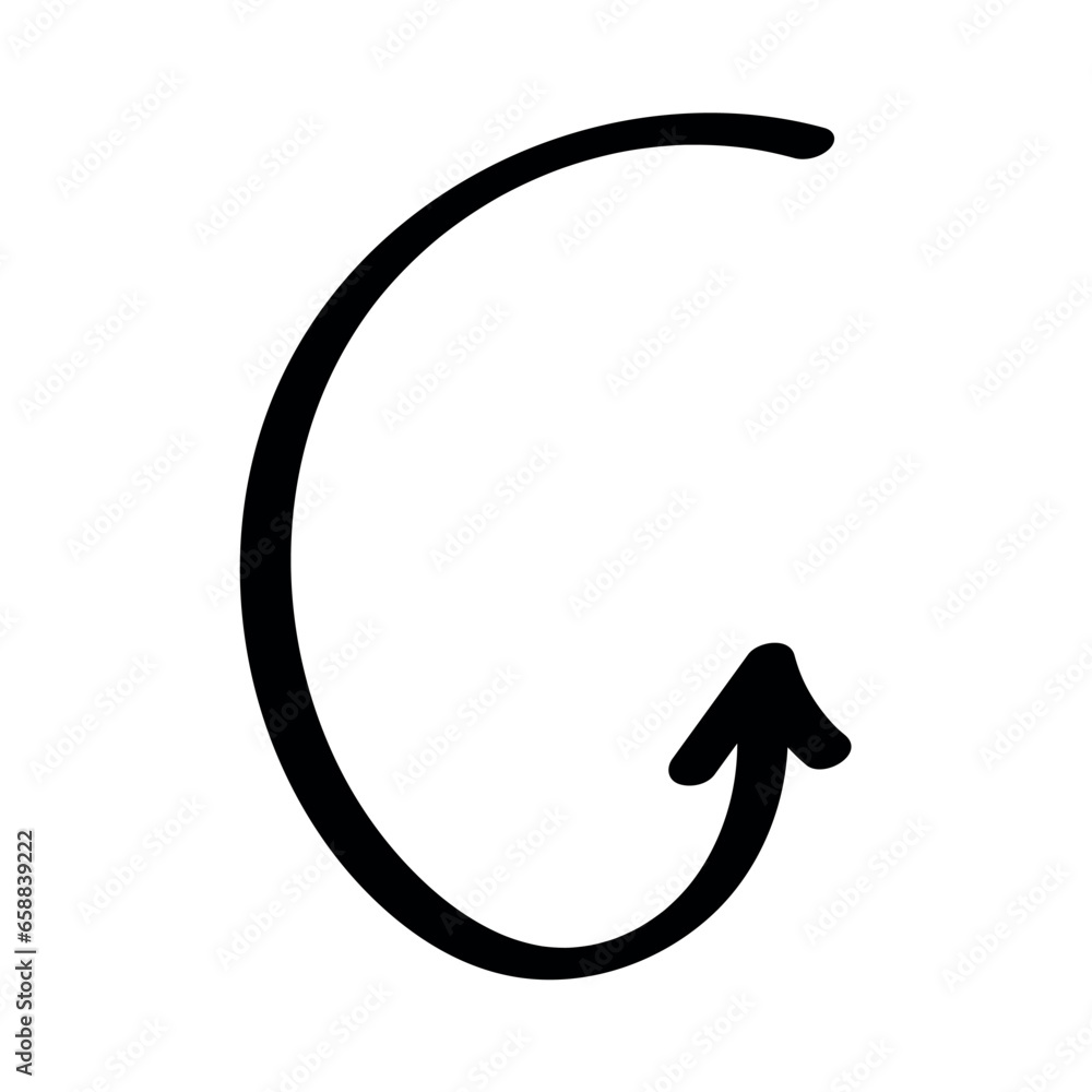 Black curved arrow on white background Black curved arrow on white background